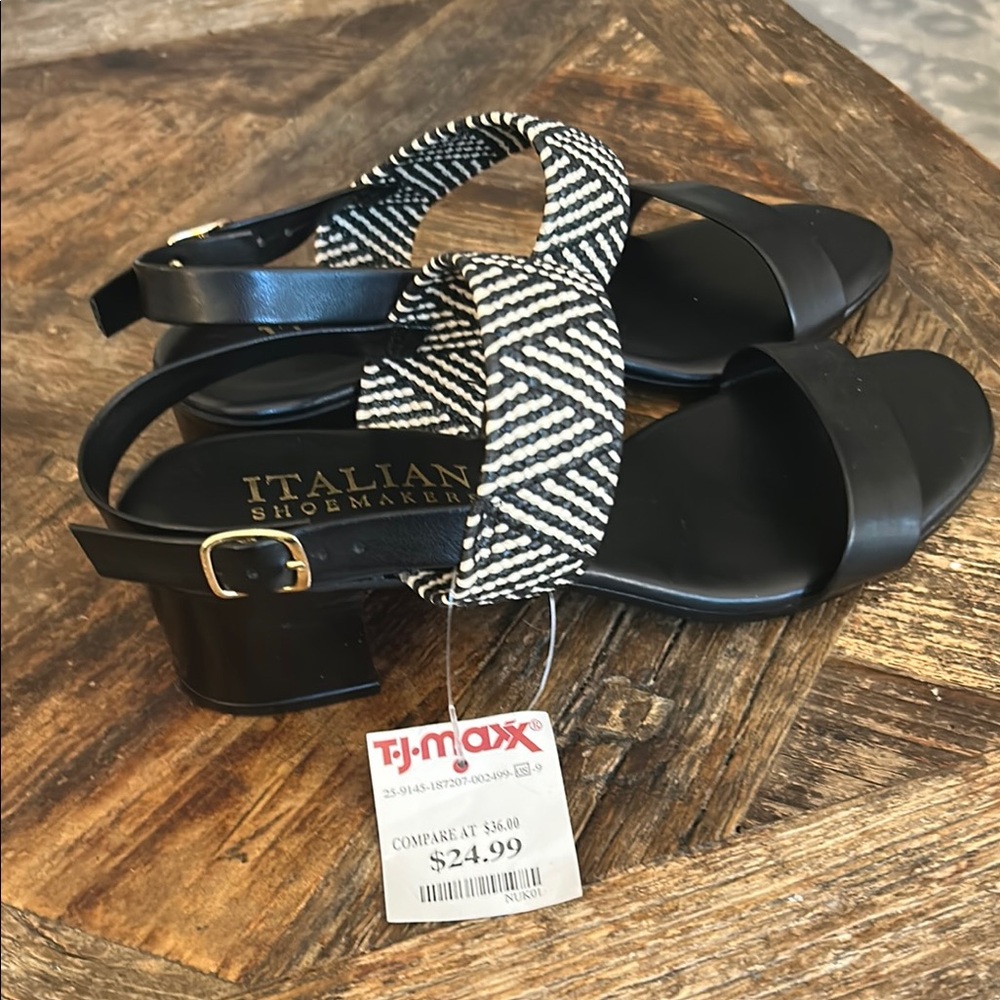 Italian Shoemakers Black & White Slingback Sandal - Picture 5 of 5
